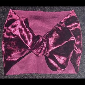 Wine Velvet Stretch Wrap Bow
